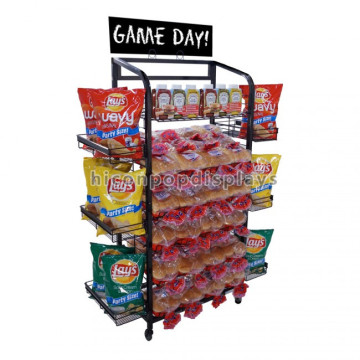 Boden Werbung Ausrüstung Süßigkeiten Lebensmittel-Shop Metall kommerziellen Kartoffel-Chip und Snack Display Rack